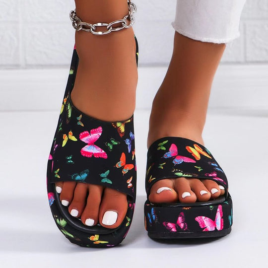 Damen Clogs mit elegantem Sonnenblumenmuster und komfortabler Plattform-Sohle R&B
