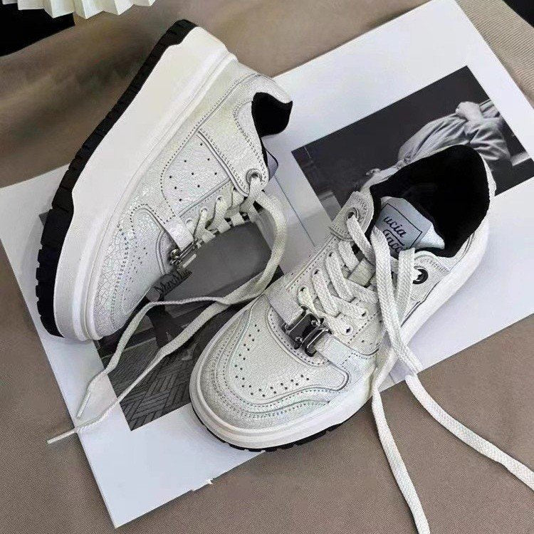 Damen Trendige Sneaker mit robuster Plateau-Sohle und modischem Schnallen-Design R&B