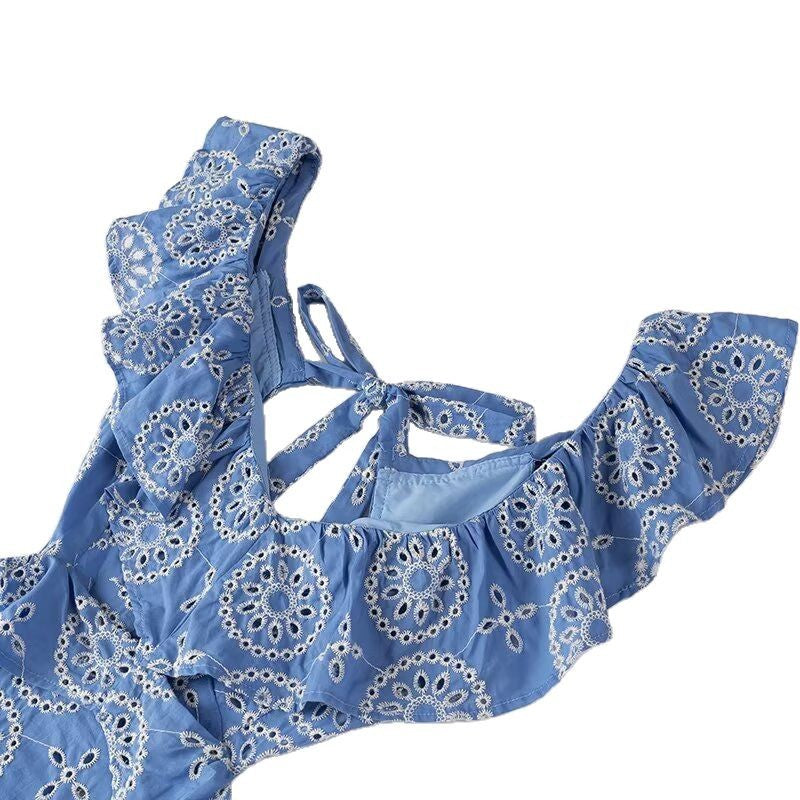 Damen Maxikleid mit Rüschendetails und floralem Muster R&B