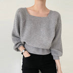 Damen Eleganter Grobstrickpullover mit offener Schulterpartie und weiten Ärmeln