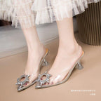 Damen transparente Pumps mit funkelndem Kristallelement R&B