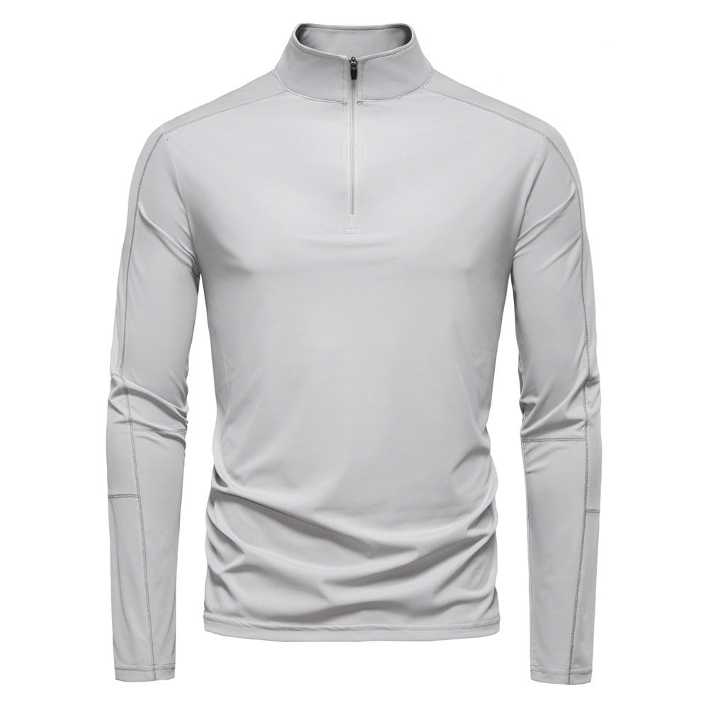 Herren nan Funktions-Langarmshirt mit Stehkragen und halbem Reißverschluss R&B