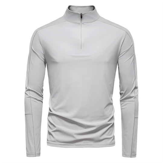 Herren nan Funktions-Langarmshirt mit Stehkragen und halbem Reißverschluss R&B
