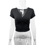 Damen Kurzarm-bodycon Oberteil