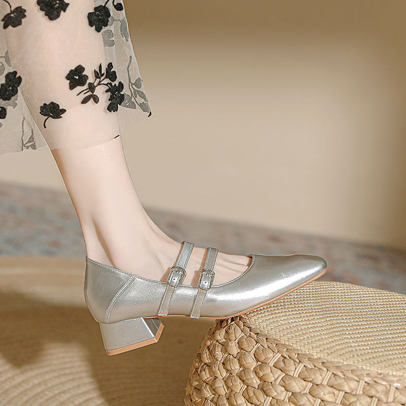 Damen elegante Mary Jane Schuhe mit modischem Absatz