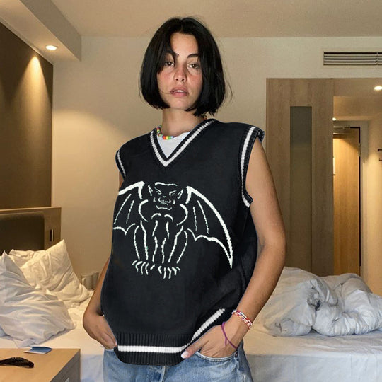 Damen Strickweste mit beeindruckendem Gothic-Motiv R&B