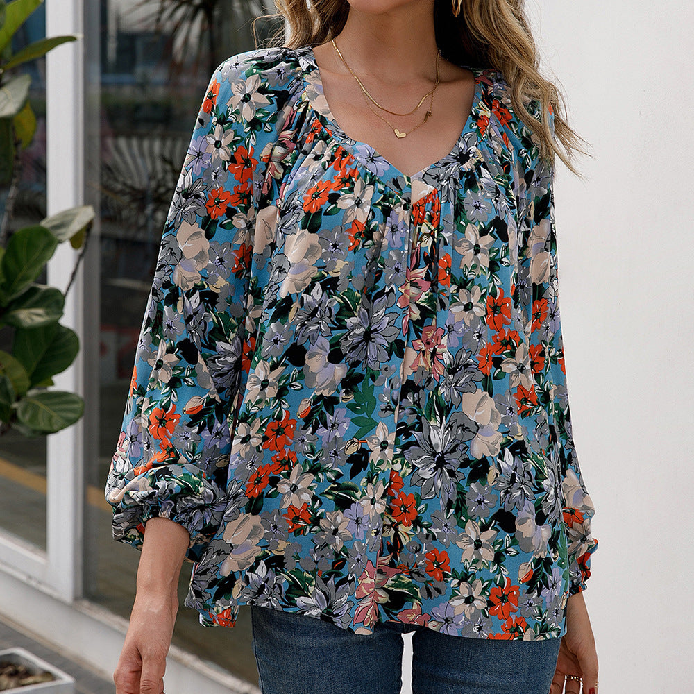 Damen Bluse mit floralen Mustern und luftigen Ärmeln R&B