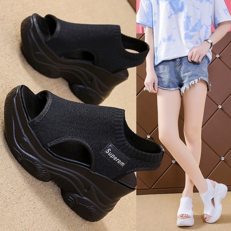 Damen Sportliche Plateau-Sandaletten mit elastischem Obermaterial und modischem Design R&B