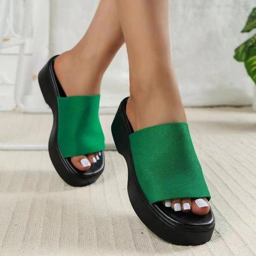 Damen Komfortable Wedge-Pantoletten mit breitem Riemendesign und anatomischem Fußbett R&B