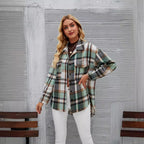 Damen Karottenjacke im lässigen Oversized-Stil mit kontrastierenden Karomustern R&B
