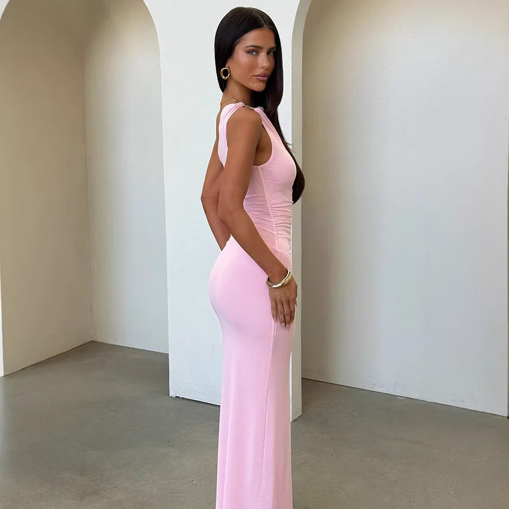 Damen Elegantes Maxikleid mit asymmetrischem Design und raffinierten Rüschen R&B