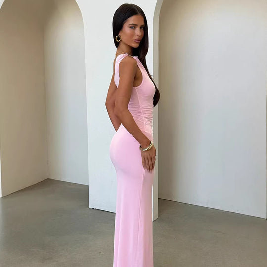 Damen Elegantes Maxikleid mit asymmetrischem Design und raffinierten Rüschen R&B