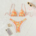 Damen Triangel-Bikini mit floralem Druck und verstellbaren Trägern R&B