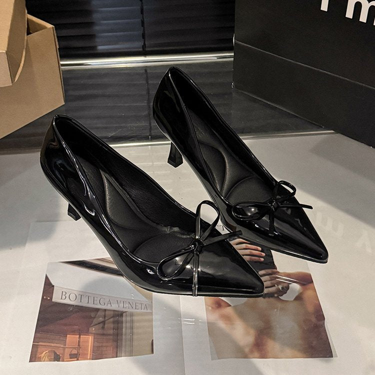 Damen elegante Pumps mit modischem Schleifendesign und bequemem Blockabsatz R&B