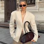 Damen Modischer Oversized Blazer mit strukturiertem Schnitt und Knopfdetails R&B