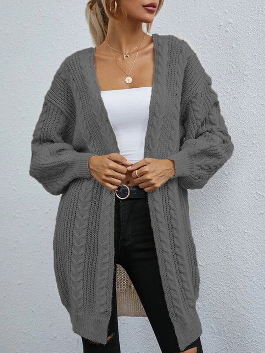 Damen Grobstrickjacke mit tiefem V-Ausschnitt und lässigem Schnitt R&B