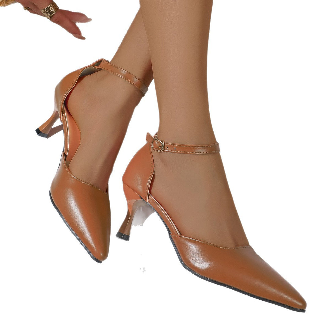Damen elegante Slingback-Pumps mit schmalem Absatz und modischem Knöchelriemen R&B