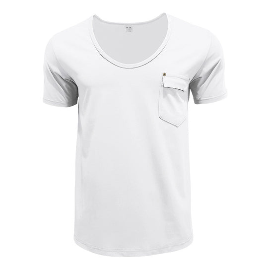 Herren Basic V-Ausschnitt T-Shirt mit Brusttasche R&B