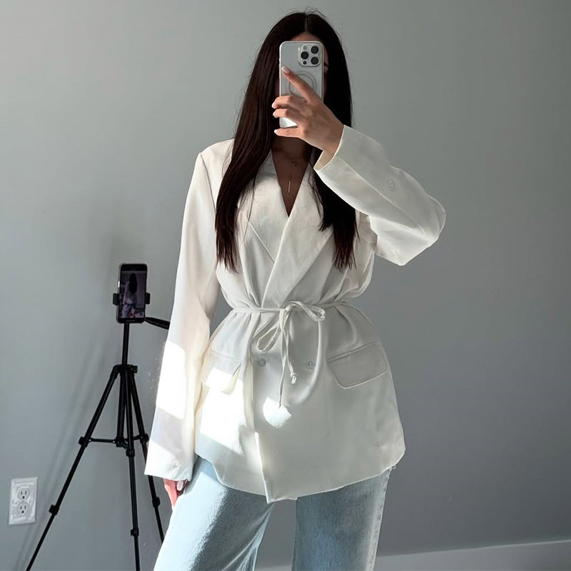Damen Oversized Blazerjacke mit Taillengürtel R&B