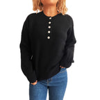 Damen gemütlicher Strickpullover mit Knopfdetails R&B