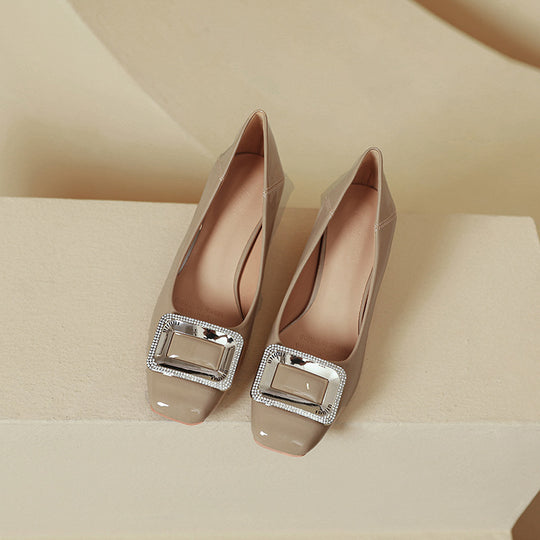 Damen elegante Blockabsatzpumps mit funkelnder Schnallenapplikation R&B