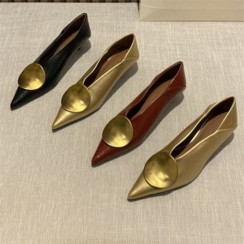 Damen spitze Ballerinas mit dekorativem Metallic-Detail R&B