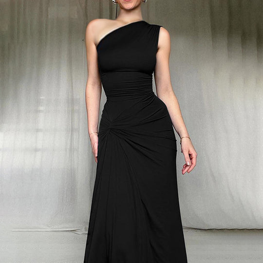 Damen Elegantes One-Shoulder Maxikleid mit verführerischem Seitenschlitz R&B