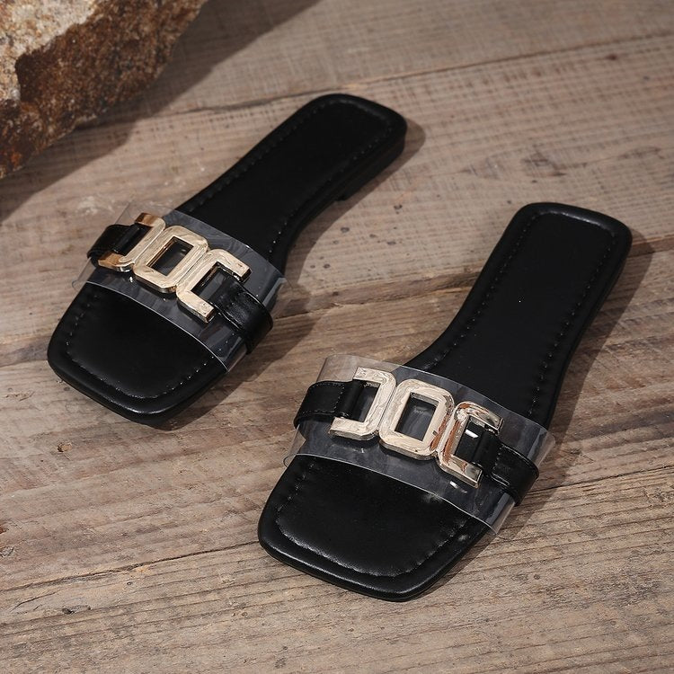 Damen Elegante und schicke Mules mit dekorativem Schnallen-Detail R&B