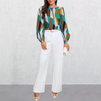 Damen Modische Bluse mit geometrischem Design R&B
