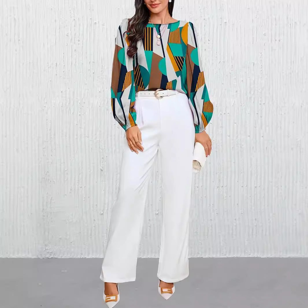 Damen Modische Bluse mit geometrischem Design R&B