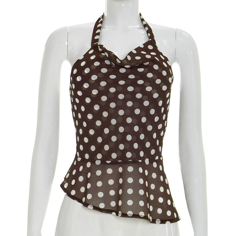 Damen Hängerchen-Top mit verspieltem Polka-Dots-Muster und voluminösem Saum R&B