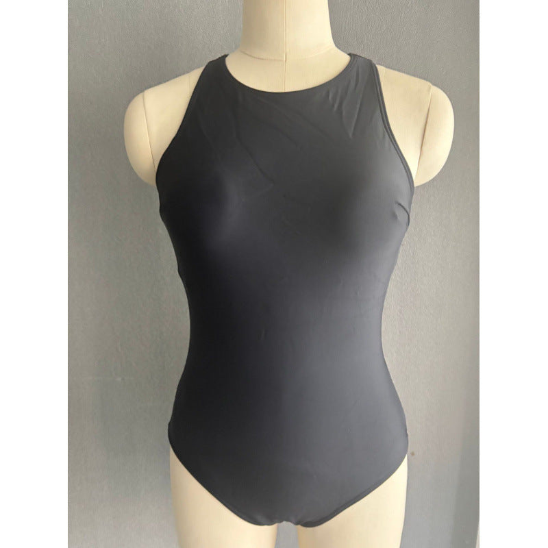 Damen Sportlicher Einteiler Badeanzug mit hohem Kragen und ergonomischem Schnitt R&B