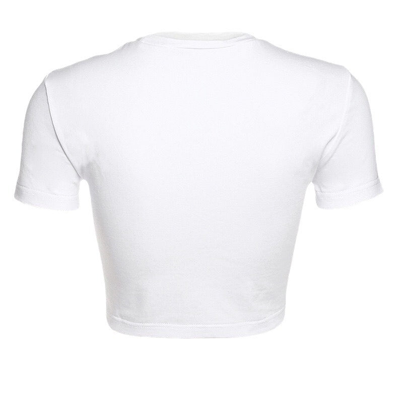 Damen Crop-T-Shirt mit R&Brnem Schnitt und figurbetontem Design R&B