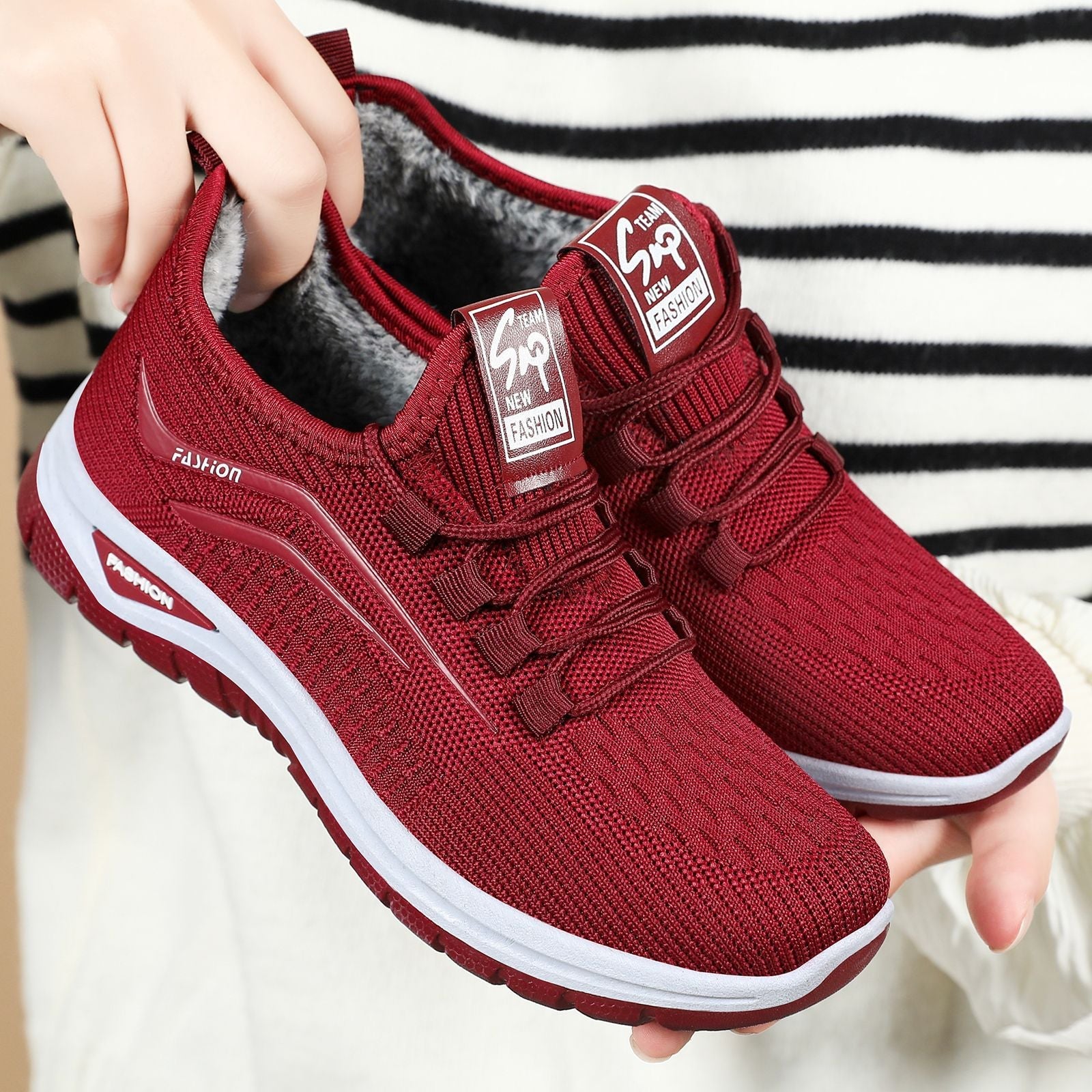 Damen Sneakers mit warmer Innensohle und elastischem Schnellschnürsystem R&B