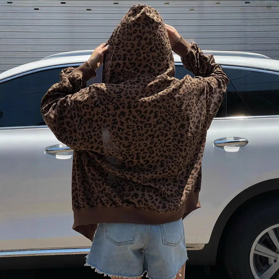 Damen Kapuzenpullover mit modischem Animal-Print R&B