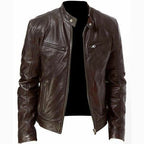 Herren Vegan-Lederblouson mit Stehkragen