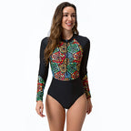 Damen Surfanzug mit langem Arm und stylischem geometrischem Design R&B