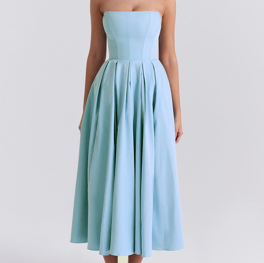 Damen Maxi Kleid mit tailliertem Oberteil und schwingendem Rock R&B