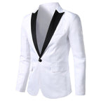 Herren eleganter Smoking-Blazer mit satinierter Kragenpartie R&B