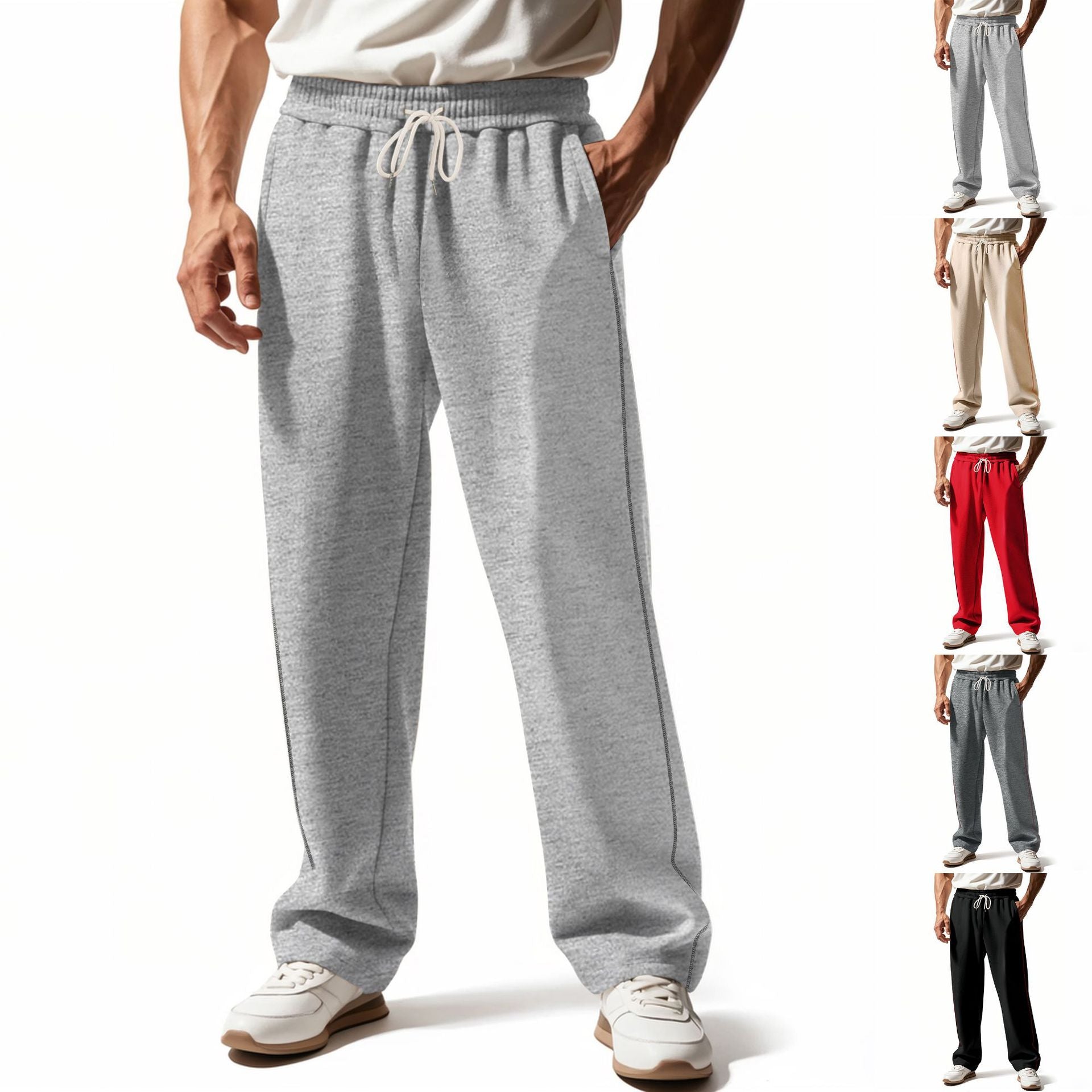 Herren bequeme Jogginghose mit Reißverschluss und seitlichen Taschen R&B