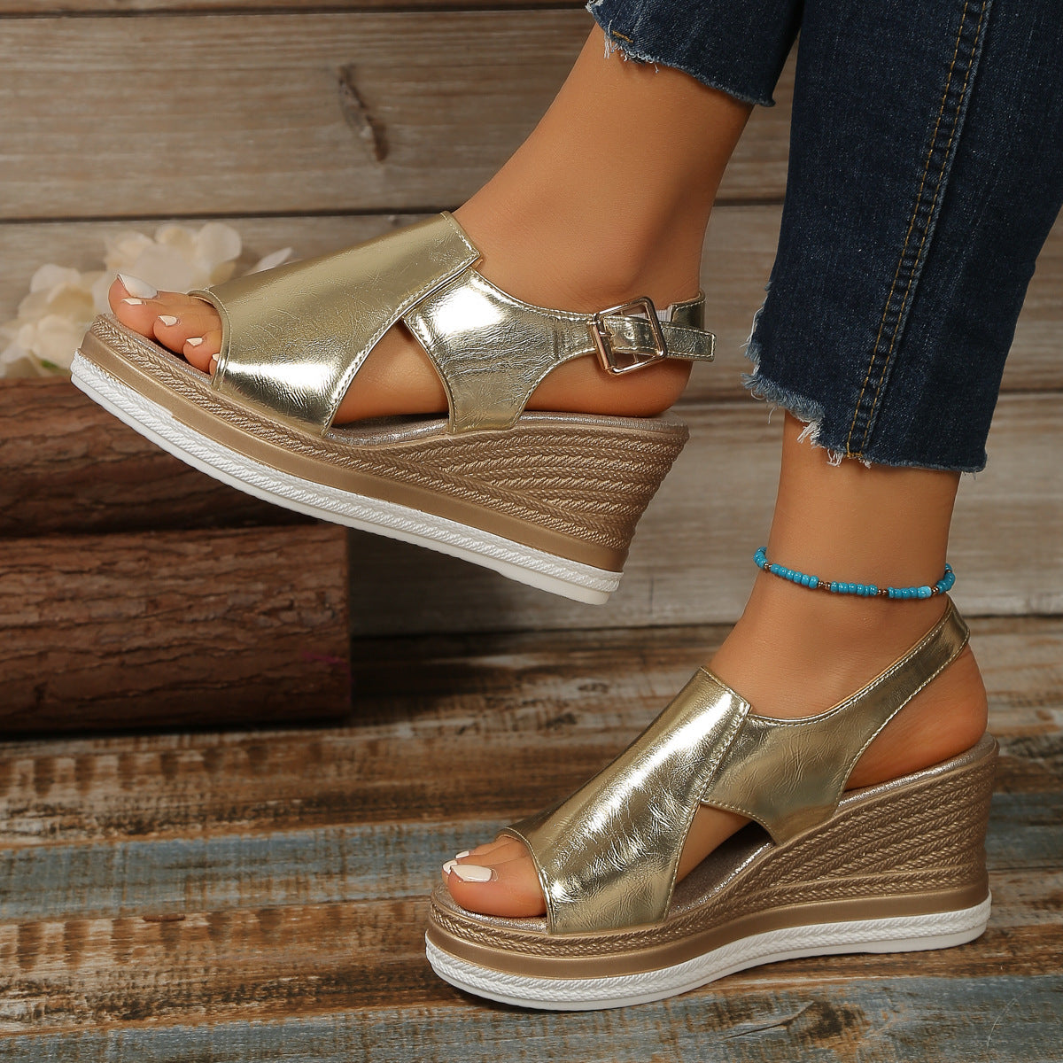 Damen Komfortable Wedge-Sandaletten mit modischem Design und anatomischem Fußbett R&B