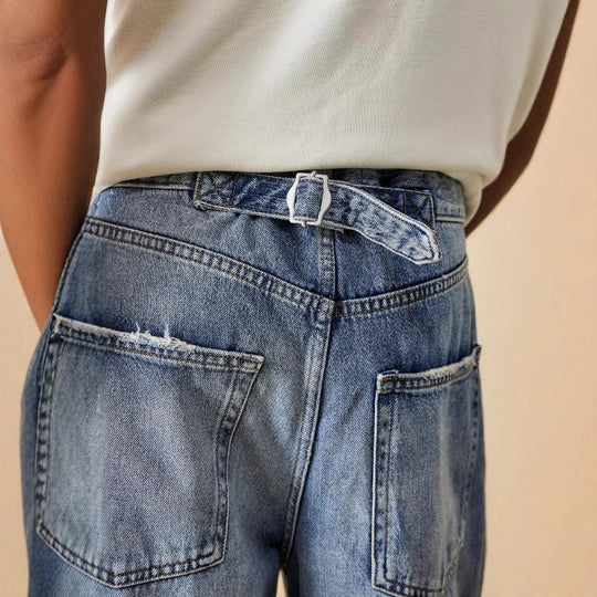 Damen weit geschnittene Jeans im lässigen Stil mit modischen Details R&B