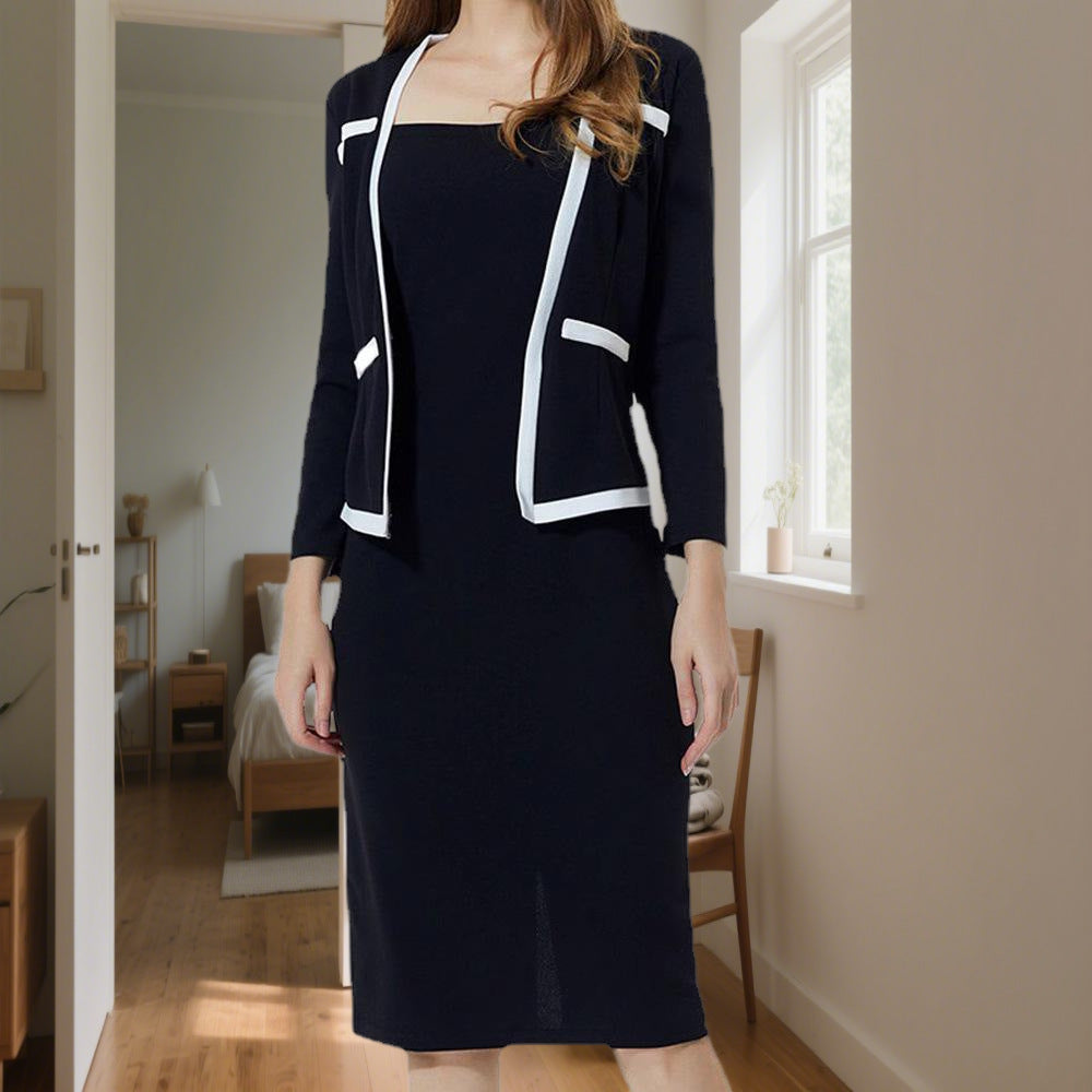 Damen Elegantes Wickelkleid mit Blazer-Overlay R&B