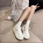 Damen modische Plateau-Sneaker mit atmungsaktivem Mesh-Obermaterial und komfortabler dämpfender Sohle R&B