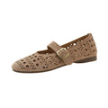 Damen Ballerinas mit romantischem Lochmuster und verstellbarem Riemen R&B