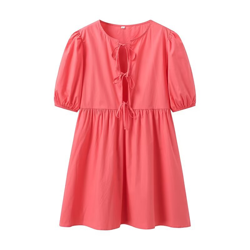 Damen Sommerkleid mit lässigem Leopardenmuster und voluminösen Ärmeln R&B