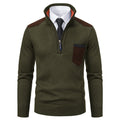Herren Stehkragen Pullover mit Reißverschluss und kontrastierenden Details