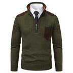 Herren Stehkragen Pullover mit Reißverschluss und kontrastierenden Details