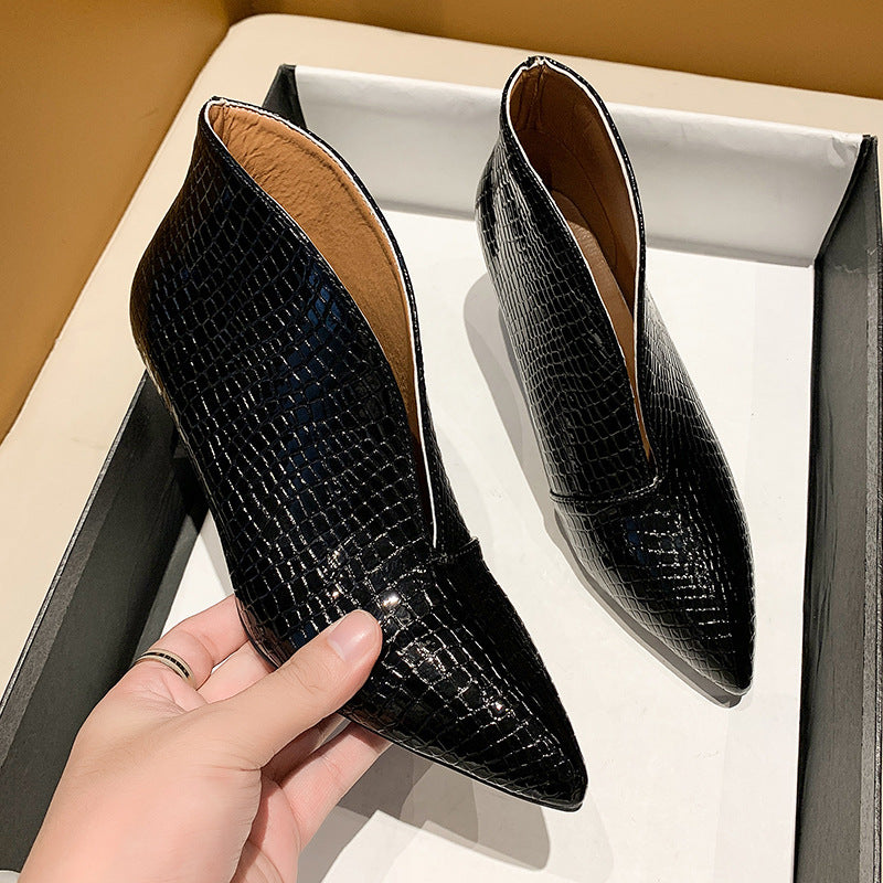 Damen nan spitze Stiefelette mit Krokoprägung und niedrigem Kittenabsatz R&B