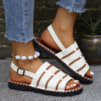 Damen Komfortable Sandalen mit geflochtenen Riemen und elastischem Fußbett R&B